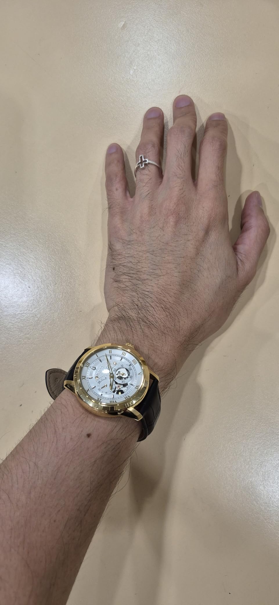 Men's Classic Sutton 4-Hand Automatic Watch, 24-Hour Sub Dial, Open Aperture, Self-Winding, Exhibition Caseback, Double Curved Mineral Crystal, Luminous Hands, 42mm customer photo 1