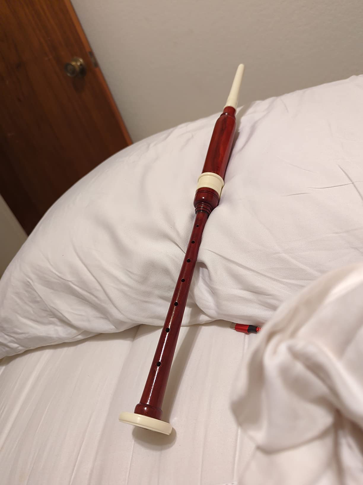 Standard Rosewood Highland Bagpipe Practice Chanter IMM Wooden Ivory Fitting with Famous Brown Scottish color comes with Reed customer photo 1