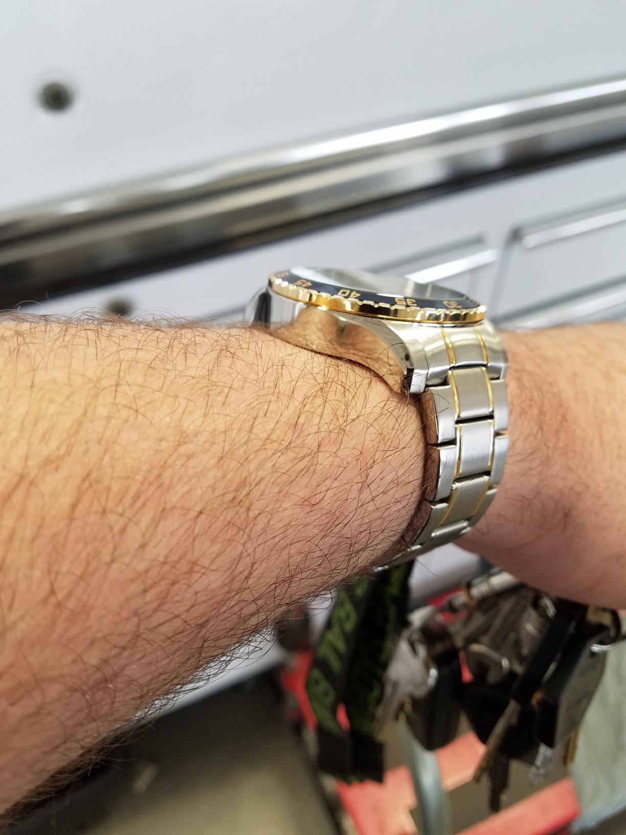 Men's Specialty Chronograph Textured Dial Stainless Steel Watch customer photo 2
