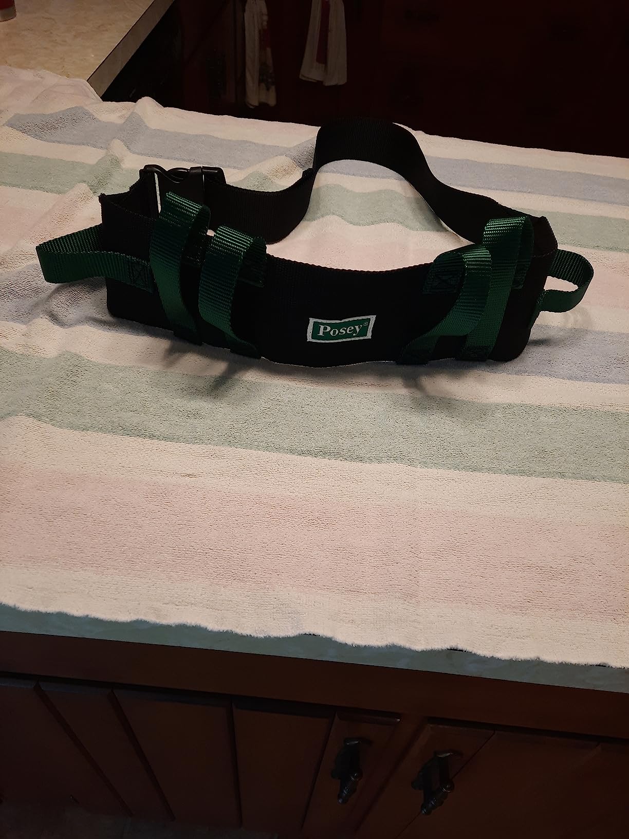 Posey 6537Q Transfer Belt, Black with Green Economy Model - Extra-Wide Soft Nylon - Washable Walking Belt & Gait Transfer Belt - Medical Supplies for Nurses, Therapists & Home Care Caregivers customer photo 1