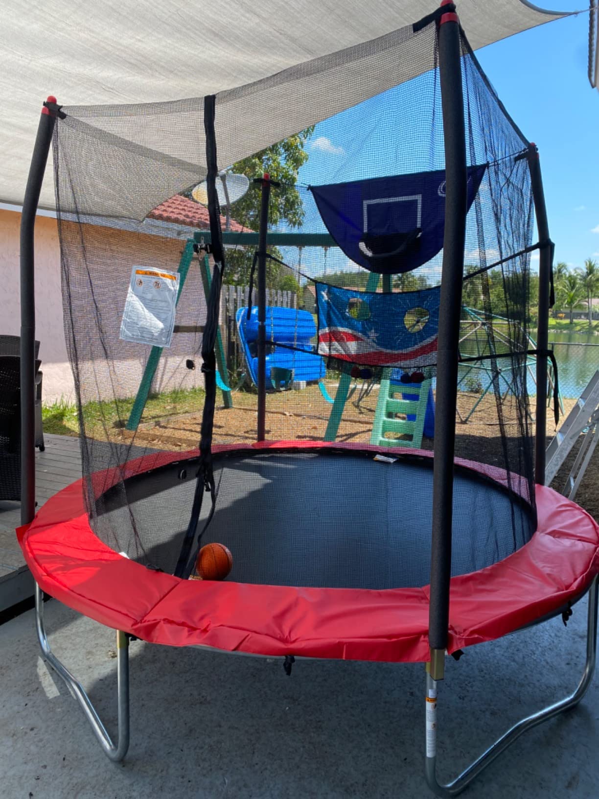 Skywalker Trampoline Outdoor 8 FT, 12 FT, 15 FT Jump N' Dunk Round Outdoor Trampoline with Net, Trampoline Mat, and Basketball Hoop for Trampoline customer photo 2