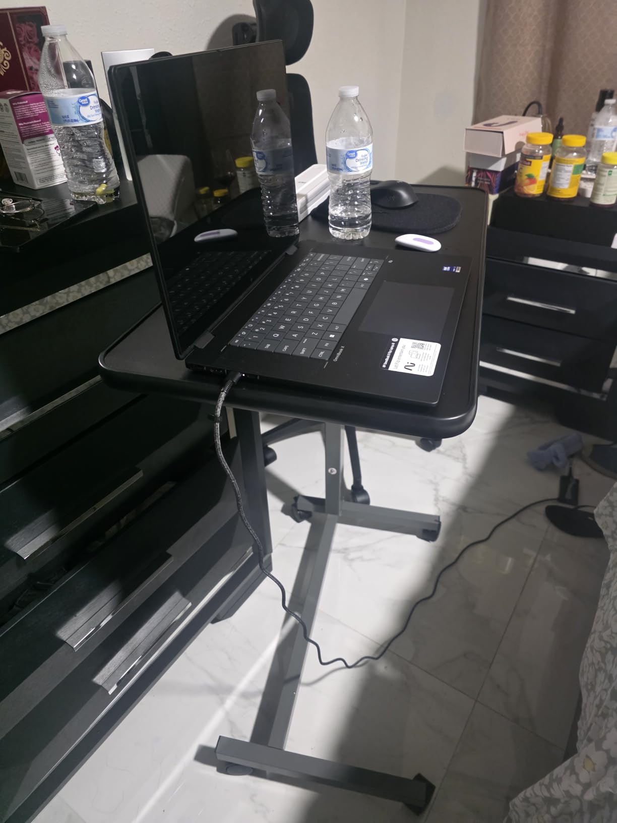 Vaunn Medical Adjustable Overbed Bedside Table with Wheels (Hospital and Home Use) customer photo 2