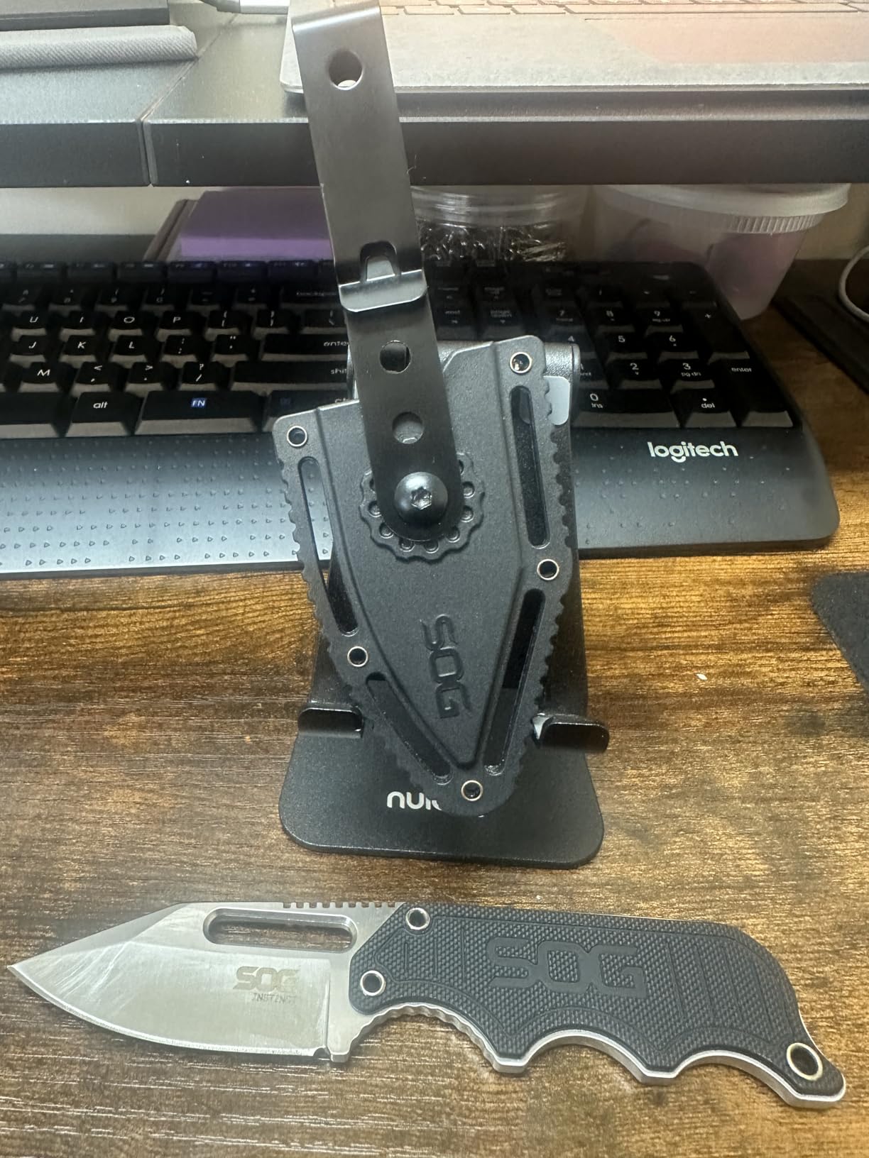 SOG Small Fixed Blade Knife - Instinct Boot Knife, EDC Knife, Neck Knife, 2.3 Inch Full Tang Blade w/ Knife Sheath and Clip, 4in. x 1in. x 8.5in. (NB1012-CP), Black customer photo 2