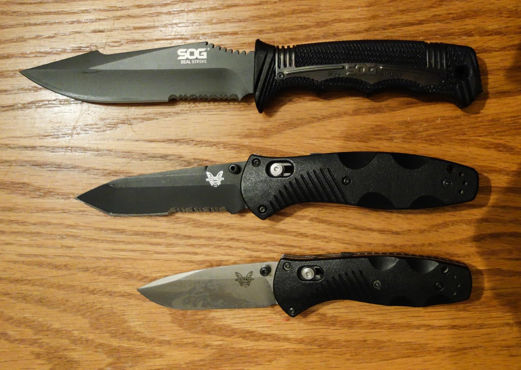 SOG Seal Strike Fixed Blade Knife with Sheath- Tactical and Hunting Knife with 4.9 Inch Partially Serrated Bowie Knife Blade and Survival Knife Line Cutter (SS1003-CP) customer photo 2