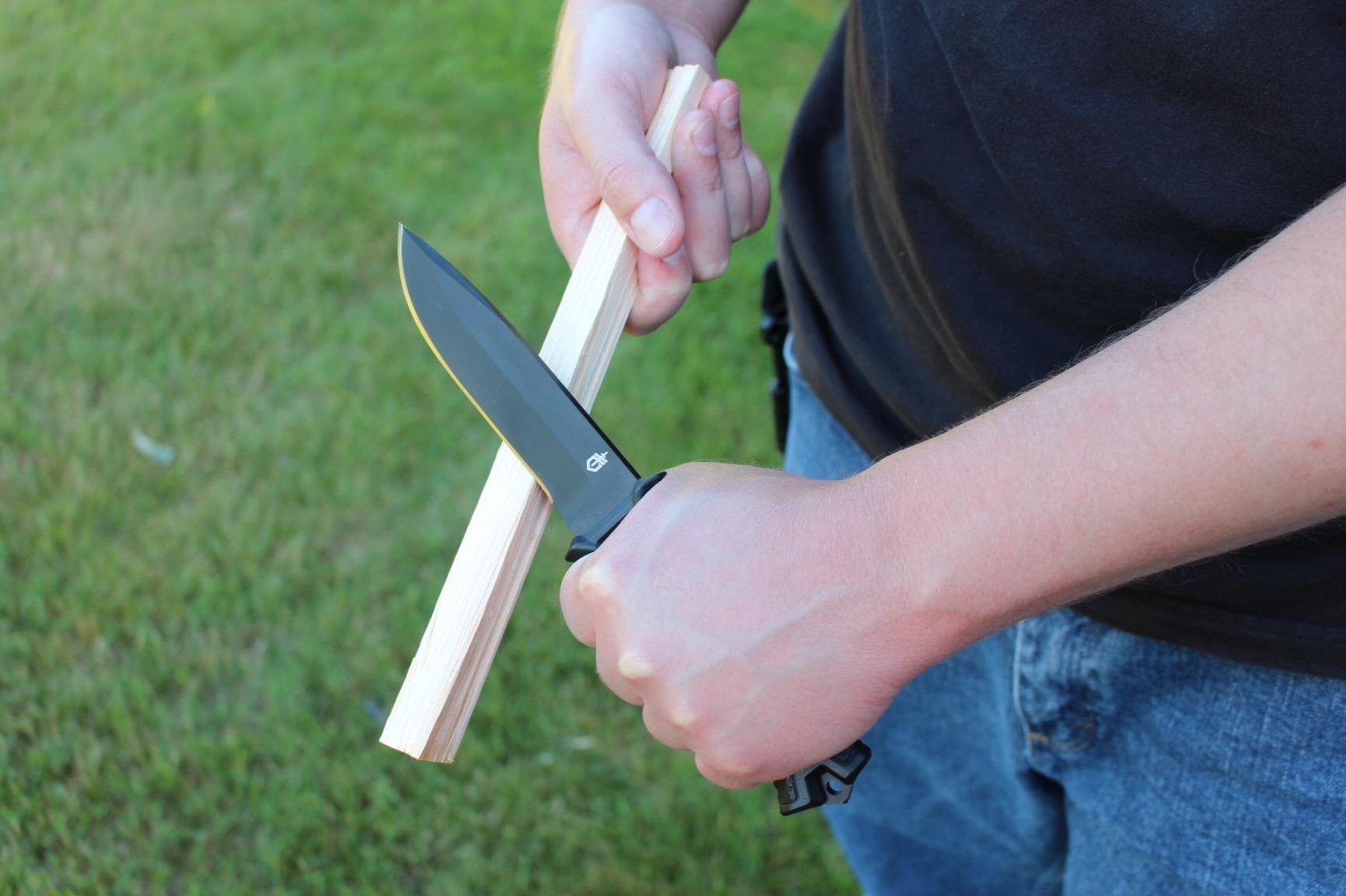Gerber Gear StrongArm - Fixed-Blade Camping & Hunting Knife with Striking Pommel & Sheath - Premium Survival Gear - Made in USA - Coyote Brown, Serrated Edge customer photo 2