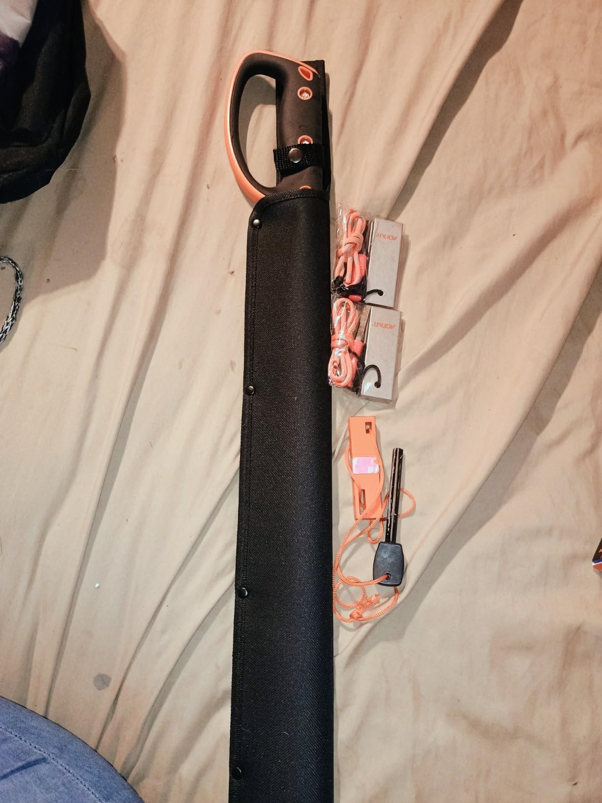Jungle Master JM-024L Machete w/ Reverse Serrations - Black/Satin Blade, Full Tang, Black/Orange Rubberized Nylon Fiber Handle, Nylon Sheath, Outdoor, Hunt, Camp, Hike, Survival customer photo 1