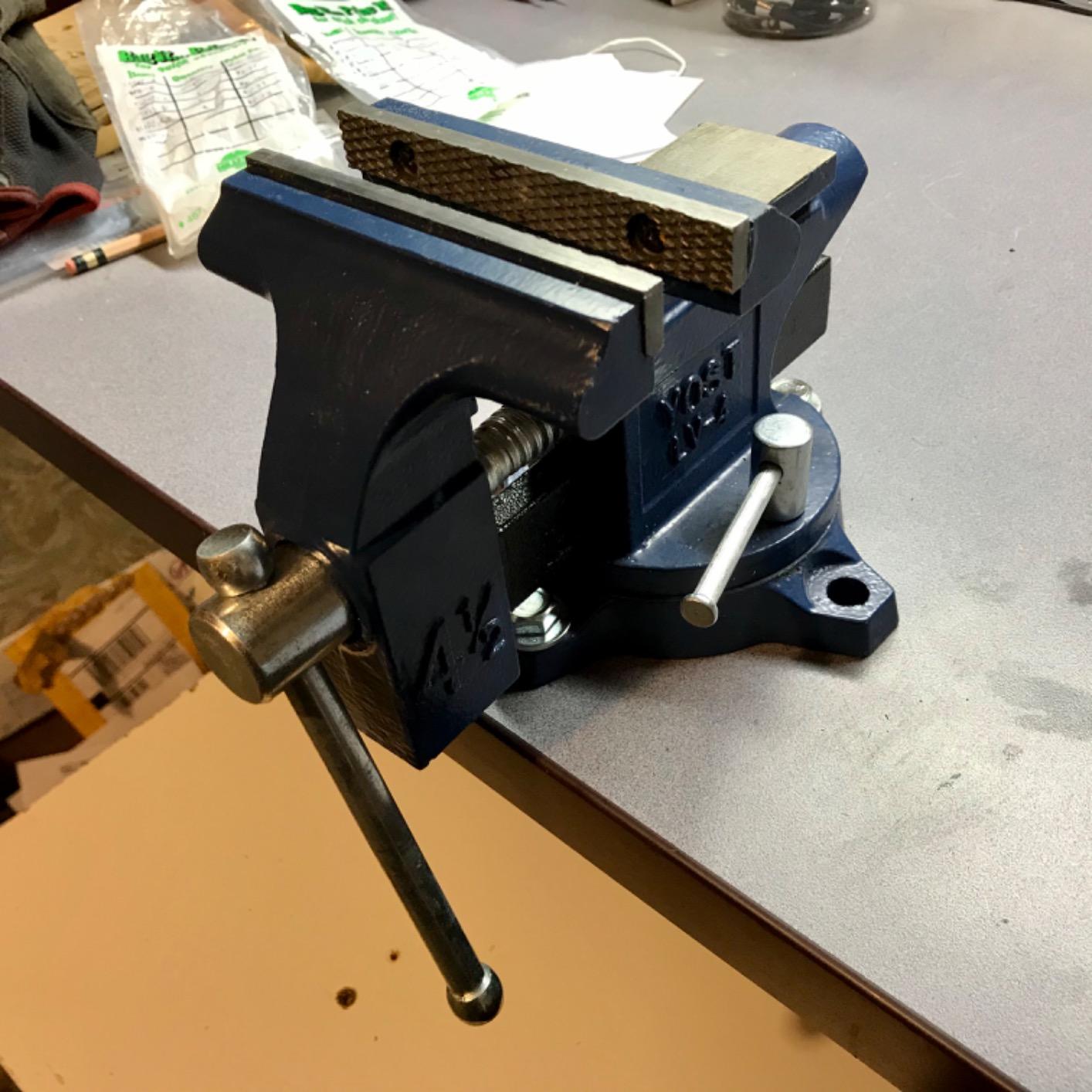 Yost Vises LV-4 Homeowner's Vise | 4.5 Inch Jaw Width with a 3 Inch Jaw Opening Home Vise | Secure Grip with Swivel Base | Blue customer photo 2