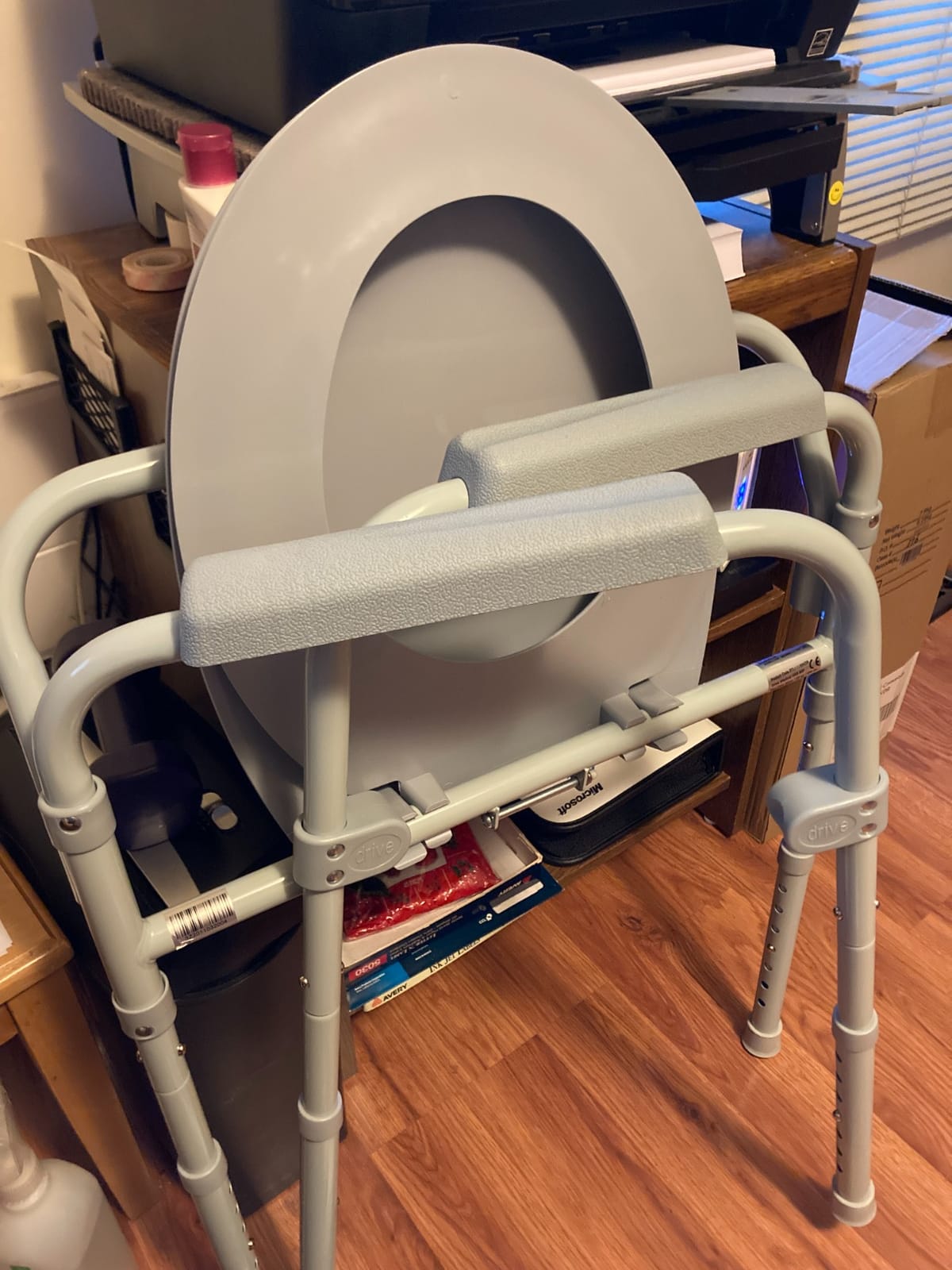 Drive Medical Folding Steel Bedside Commode Chair, 3-in-1, Gray customer photo 1
