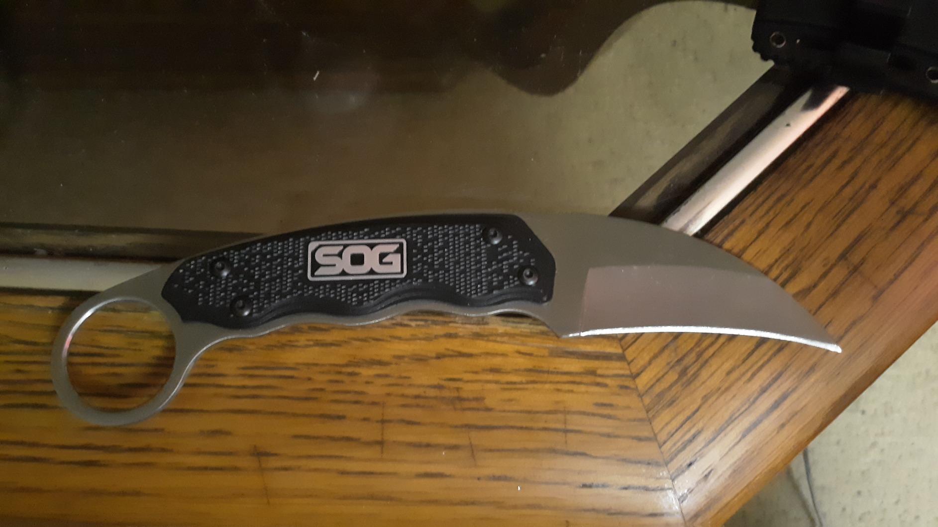 SOG Survival Karambit Knife - Gambit Curved Security Belt Knife, Full Tang Fixed 2.6 Inch Blade customer photo 1
