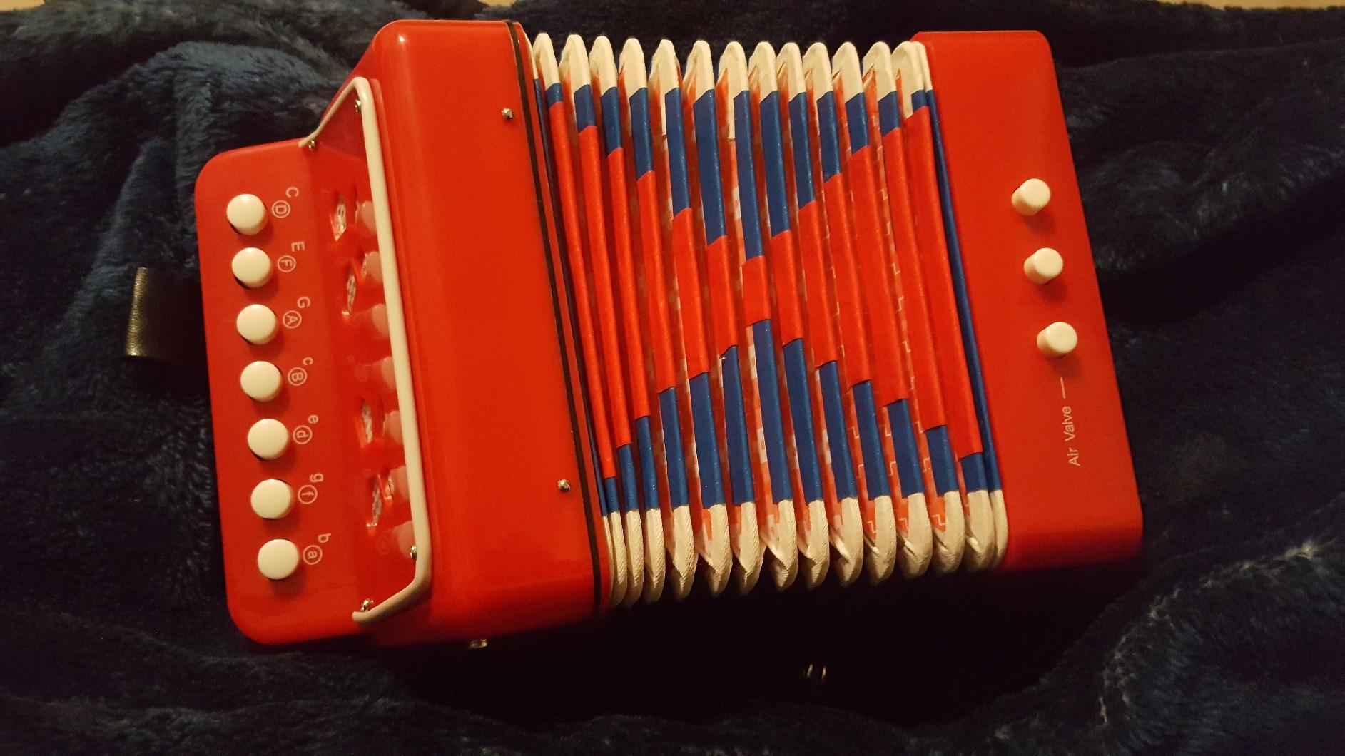 Tosnail Small Accordion, 10 Keys Buttons Control Musical Instruments for Beginners Learning, Red customer photo 2