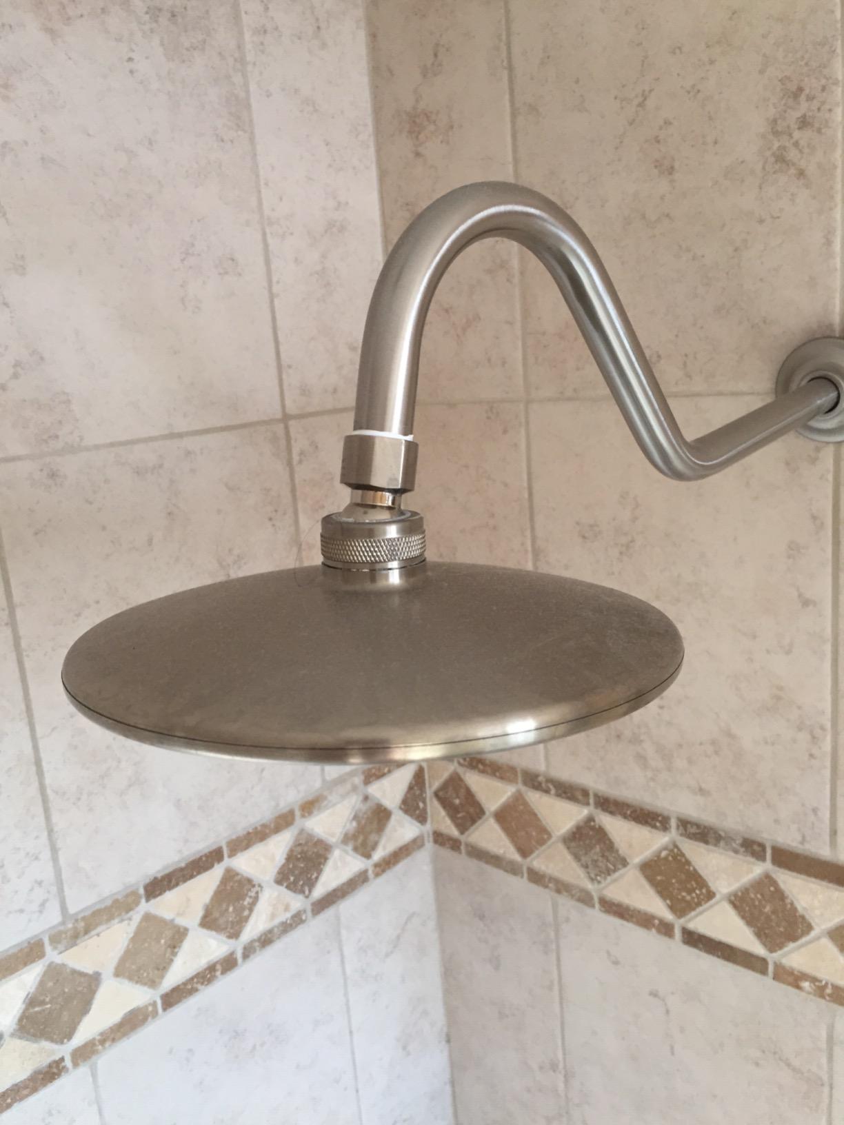 Moen Brushed Nickel 8-Inch Fixed Single Function Round Wide Rainshower Showerhead, 2.5 GPM, 6345BN customer photo 2