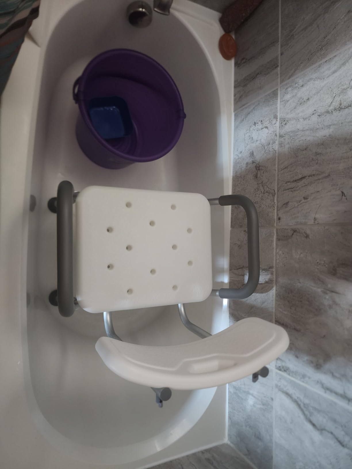 Medline Shower Chair Seat with Padded Armrests and Back, Heavy Duty for Bathtub, Slip Resistant with Adjustable Height, 350 lb Capacity customer photo 2