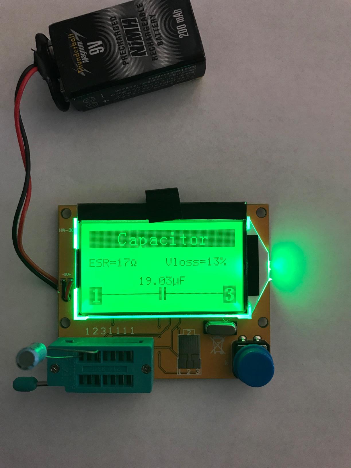 HiLetgo LCR-T4 Multifunctional Resistor Capacitor Diode SCR Inductor Triode MOSFET Tube Meter Tester Component Tester kit 9V with 128 x 64 Green Backlight LCD Display customer photo 1