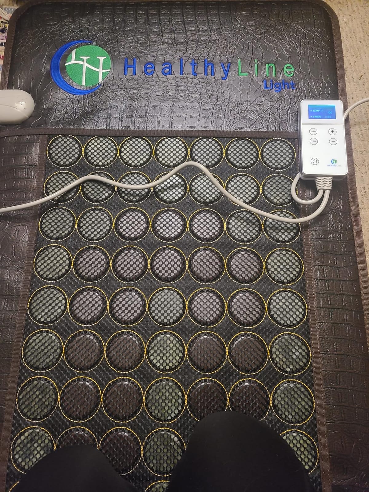 HealthyLine Far Infrared Heating Mat for Back & Neck, 72x24 | Full-body coverage, 2 natural gemstones, 14 lb weighted design, Light mesh construction, Massage-table compatible customer photo 2