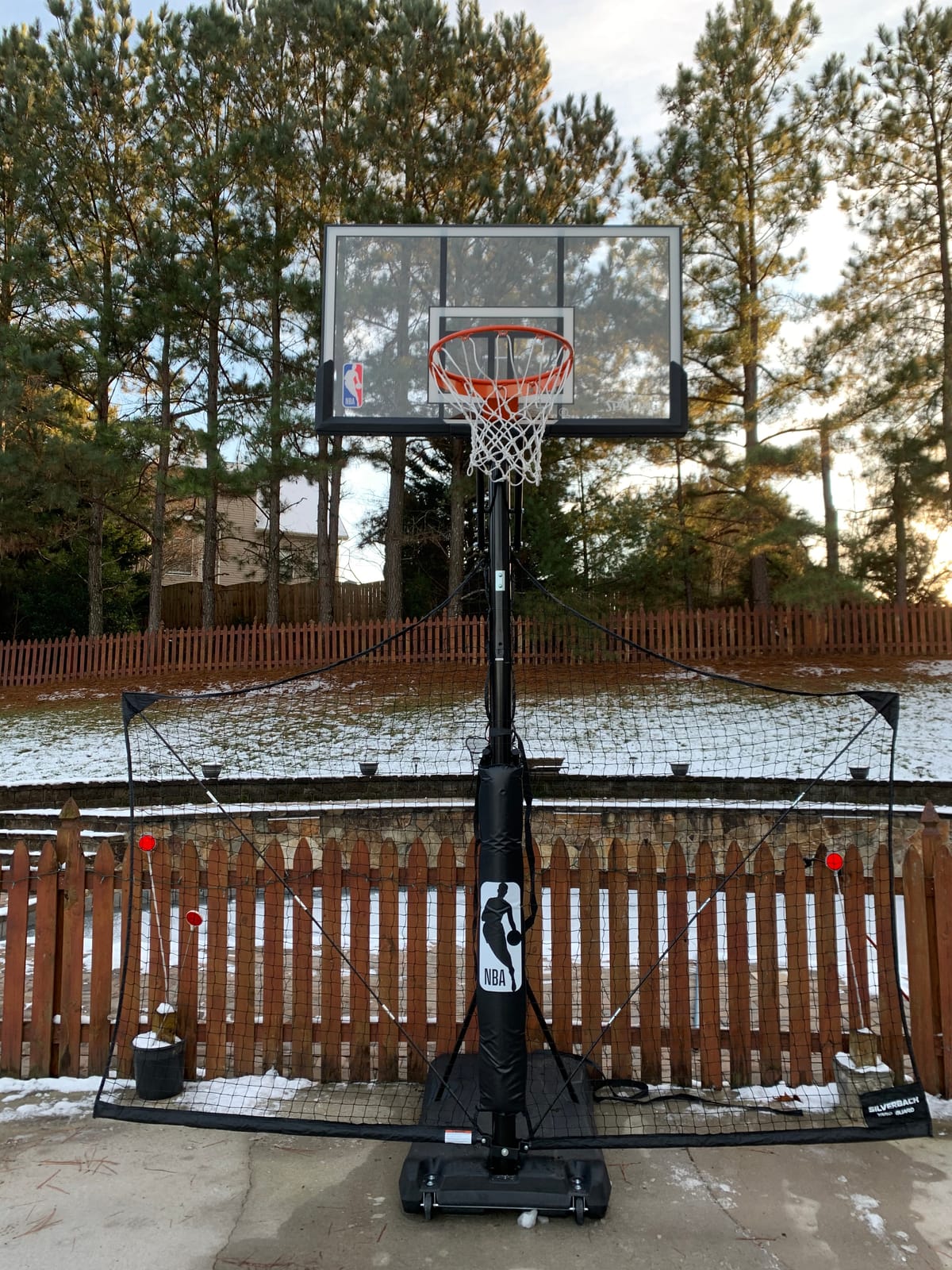 Silverback Basketball Yard Guard Defensive Net System Rebounder with Foldable Net and Arms into Pole, White/Black, Large customer photo 2