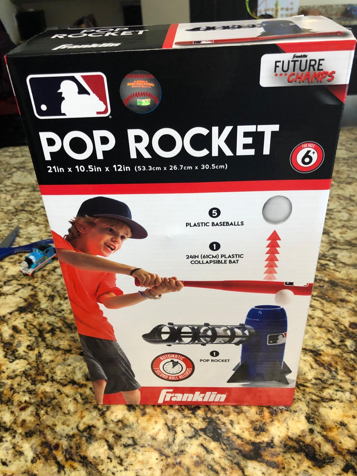Franklin Sports Pop Rocket Baseball Hitting Training Aid | Automatic Pitches Every 7 Seconds, Includes 5 Baseballs + Bat, Builds Hand-Eye Coordination, For First-Time Players customer photo 1