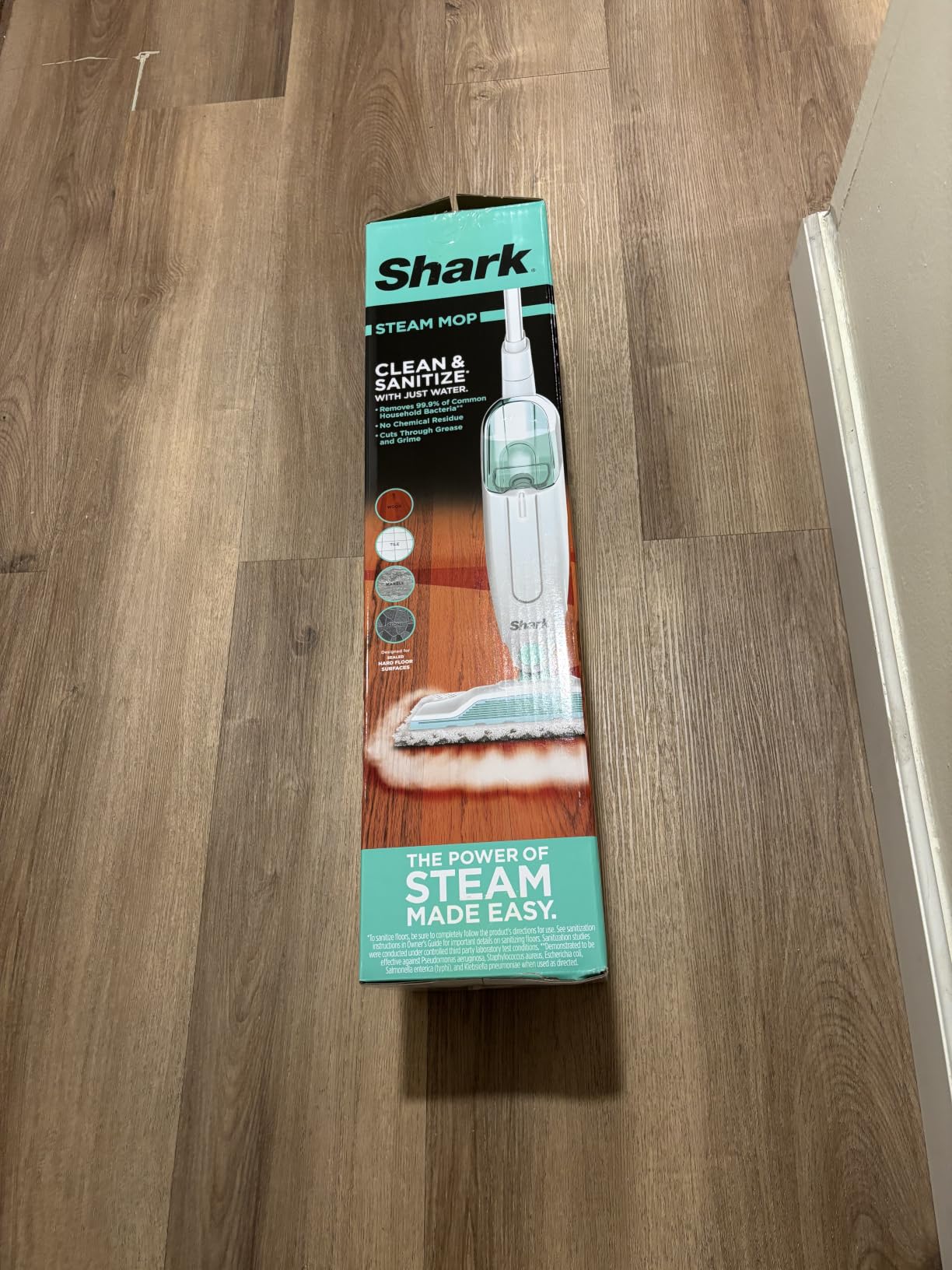 Shark Steam Mop with 2 Machine Washable Dirt Grip Pads, Removable Water Tank, Lightweight, Steam Cleaner for sealed Hard Floors, Marble, Stone, Hardwood, Tile, Laminate, White/Seafoam, S1000 customer photo 2