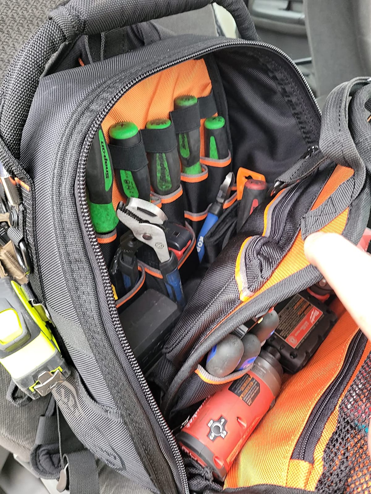 Klein Tools 55485 Tool Bag Backpack, Durable Electrician Backpack with 48 Pockets for Hand Tools, Waterproof Bottom, Removable Carrier customer photo 1