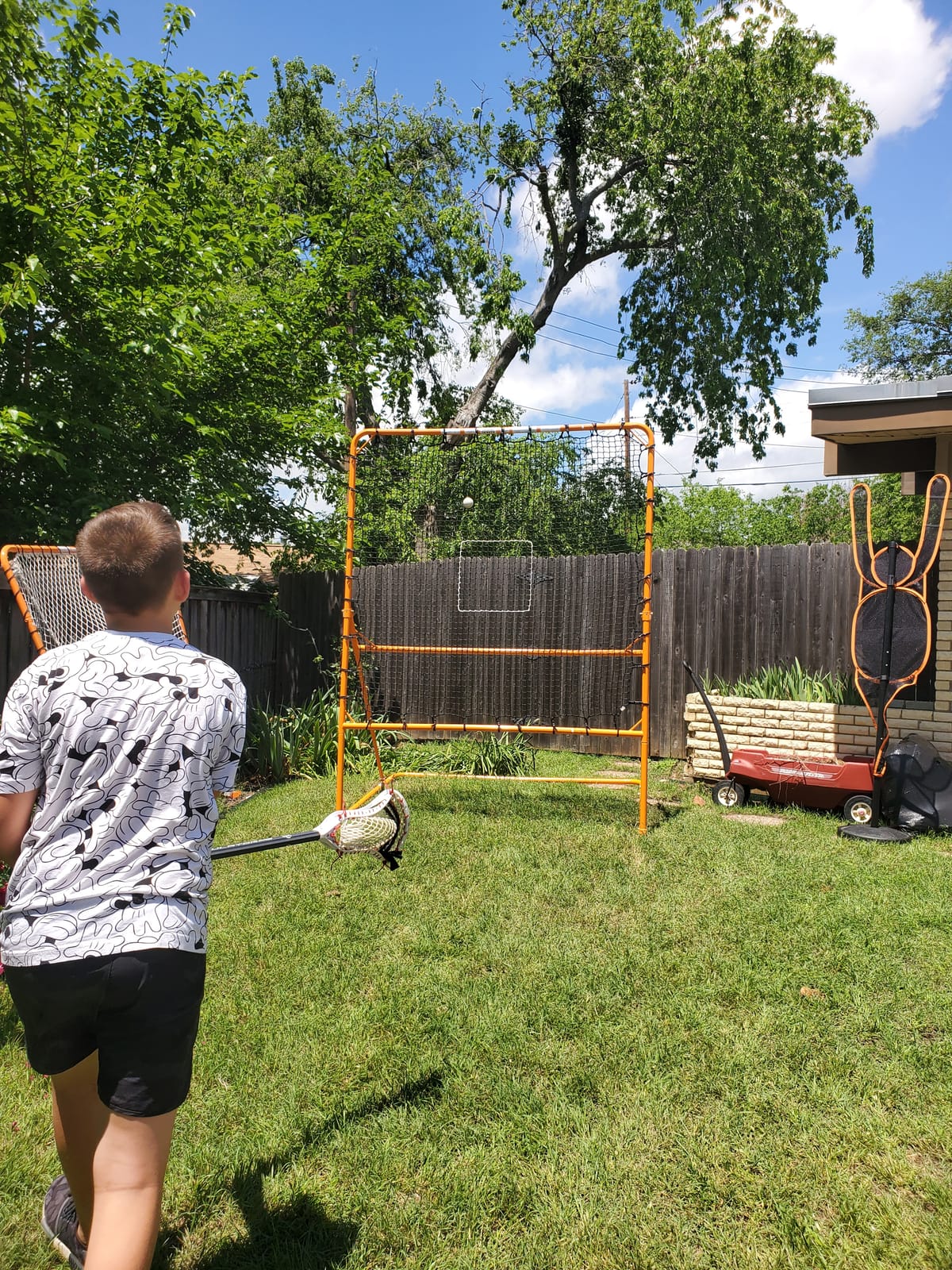 EZGoal 8'X6' Professional Folding Lacrosse Rebounder | LAX Throwback to Practice Your Passes and Catches, Orange customer photo 2