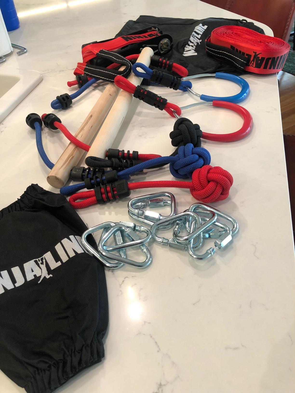Slackers Ninjaline - 36' Intro Kit - Includes 7 Hanging Attachments - Best Outdoor Ninja Warrior Training Equipment For Kids - Build Your Very Own Backyard Obstacle Course - Rated Ages 5+ customer photo 2
