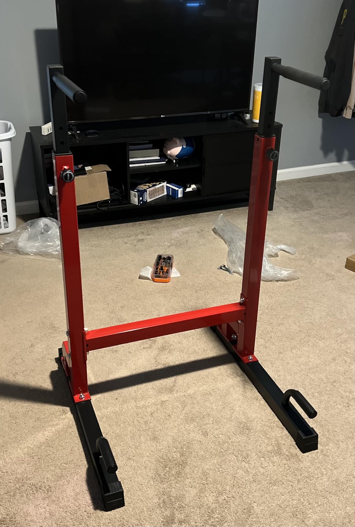 BalanceFrom Steel Frame Dip Station with Adjustable Height, 500 Pound Weight Capacity - Upper Body Workout Home Gym Equipment customer photo 1