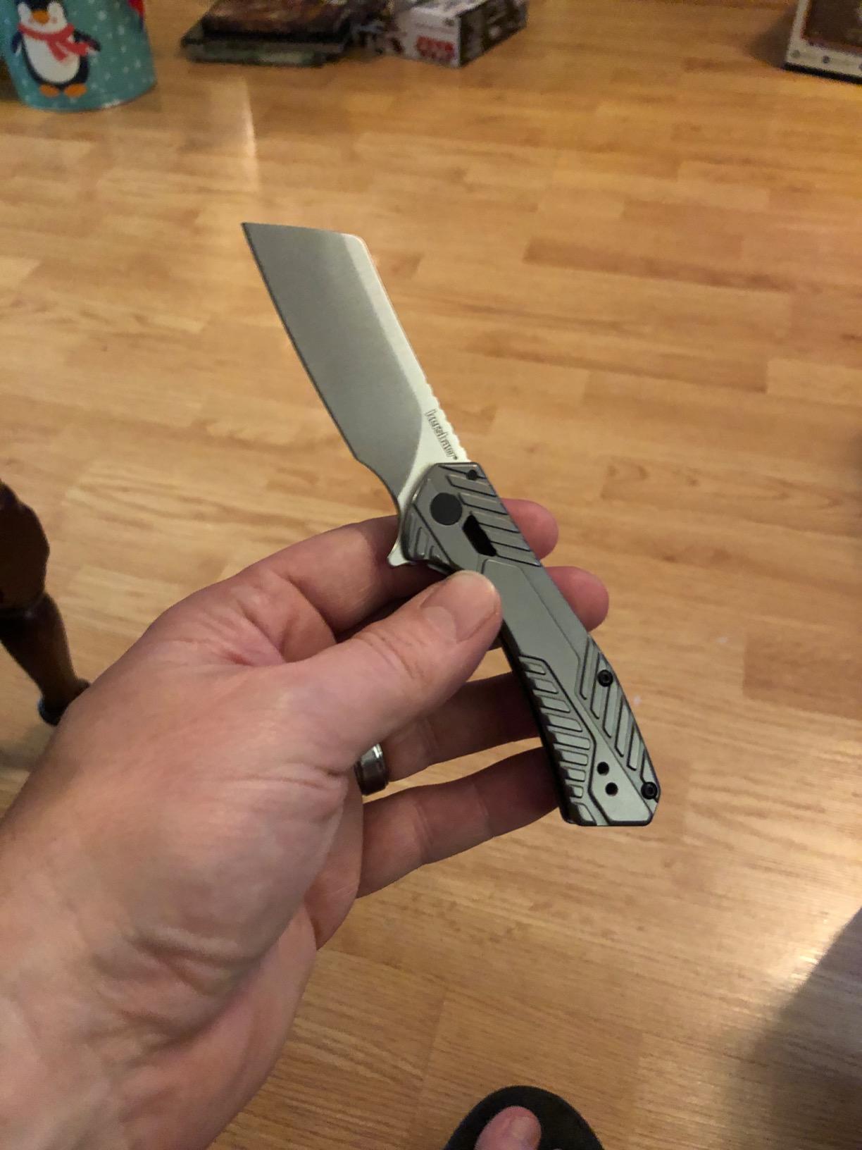 Kershaw Static Cleaver Pocket Knife, Black | 2.9 Inch High-Carbon Steel Cleaver Blade, EDC with Manual Opening, Deep-Carry Pocketclip, Everyday Carry for Men and Women customer photo 2