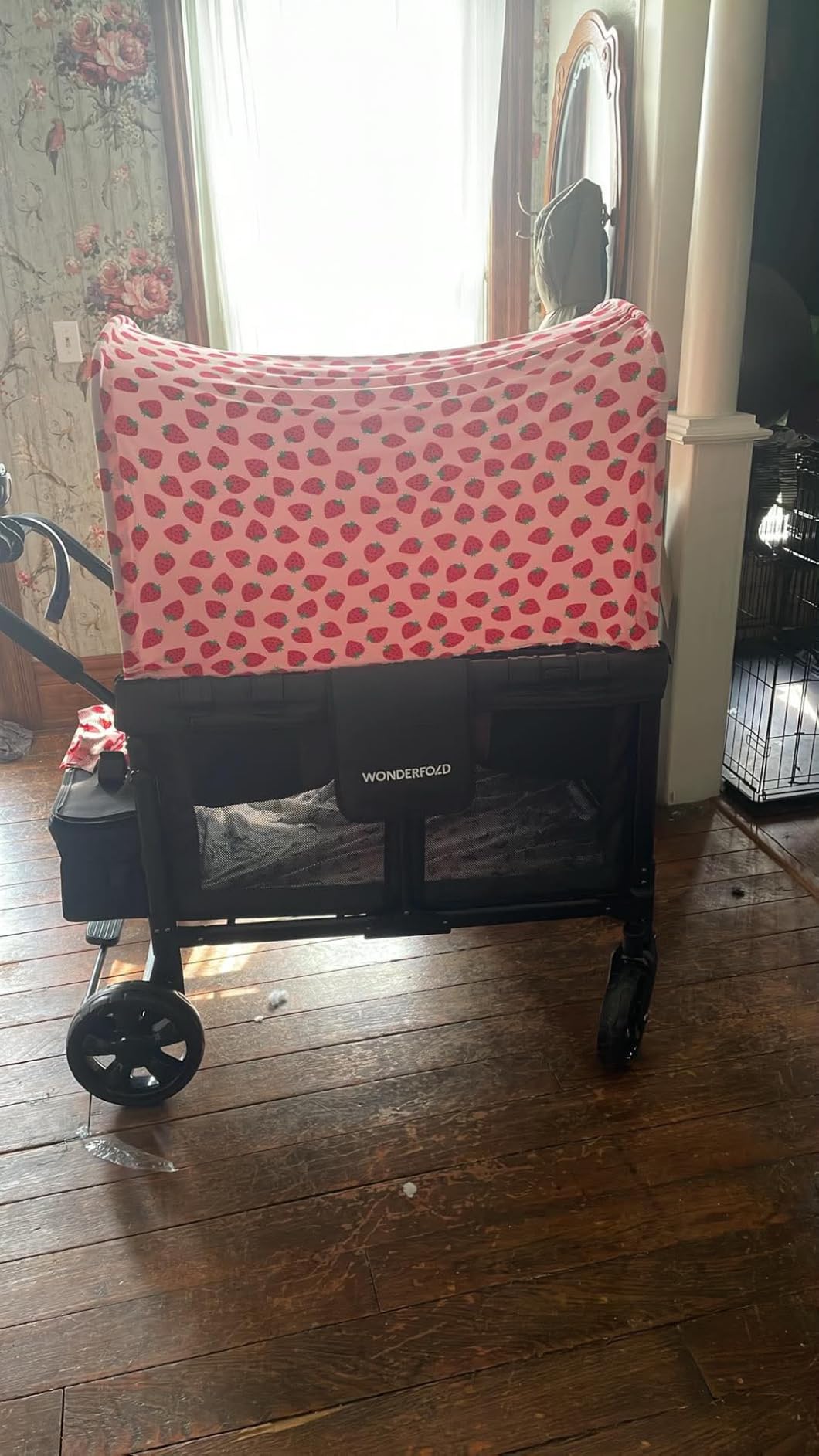 WonderFold W4 Original Stroller Wagon - Foldable Wagon with 5 Point Harness - Adjustable Canopy & Deep Carriage - All-Terrain Wheels - for Babies, Toddlers & Kids - 4 Seater - Black customer photo 1