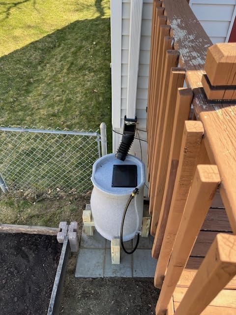 FCMP Outdoor Catalina 45 Gallon Rain Barrel, Light Granite | BPA-Free Flat-Back Design with 3.5 Foot Garden Hose, Shut-Off Thumb Valve, and Fixed Lid customer photo 2