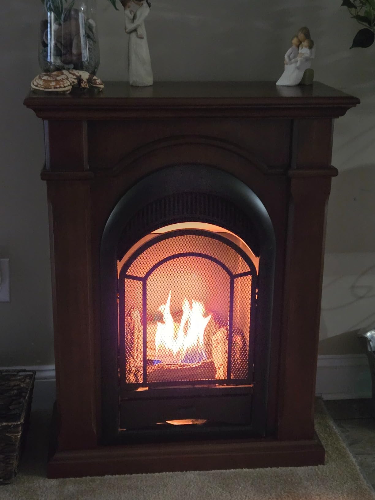ProCom Dual Fuel Ventless Gas Fireplace System with Corner Combo Mantel - 15,000 BTU, T-Stat, Antique White Finish - Model# PCS150T-1-AW customer photo 1