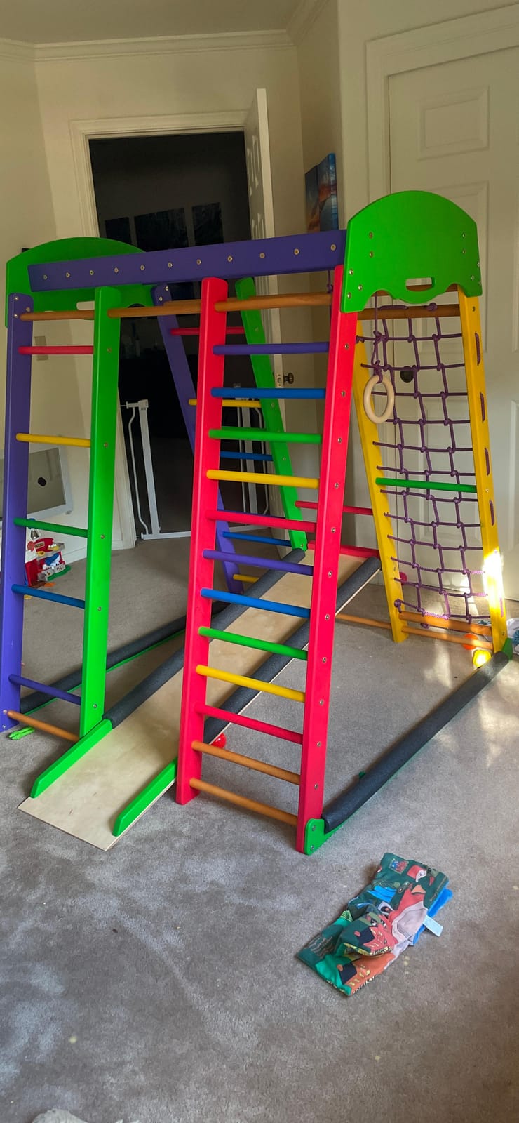 WEDANTA Wooden Swedish Ladder Wall Set - Kids Stall Bars for Exercise - Kids Swedish Gymnastic Wall Gym - Wood Stall Bar Gymnastics Playground - Best Gym for All Family customer photo 1