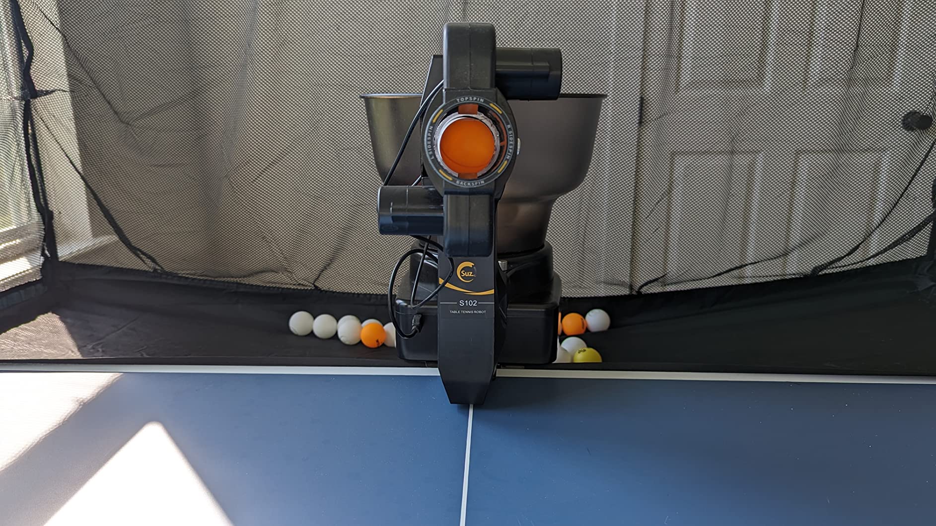 Suz S102 Table Tennis Robot Wireless Remote Trainer | Portable ping pong machine, easy setup, full spin, ideal home and club training, one button control, table tennis accessories customer photo 1