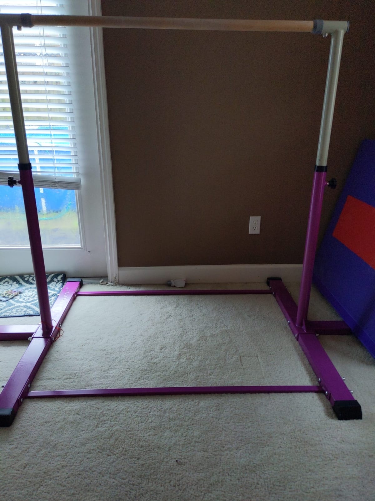 Gymnastics Bar for Kids Ages 3-15 with Gym Ring, Max Load 350Lbs | Heavy Duty Base & Flexible Fiberglass Rod or Stable 6 Triangular Support & Easy Fold, Height Adjust 3ft-5ft customer photo 1