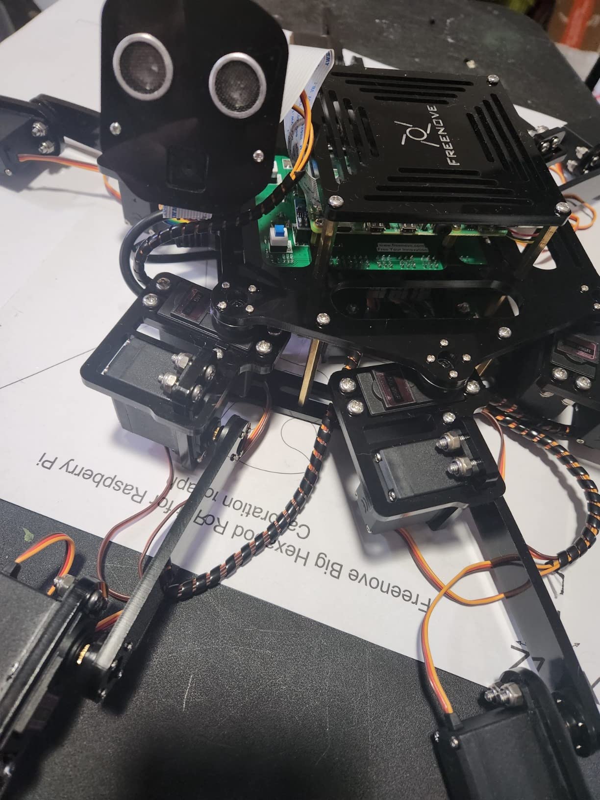 Freenove Big Hexapod Robot Kit for Raspberry Pi 5 4 B 3 B+ Zero 2 W, Walking, Self Balancing, Face Recognition, Ultrasonic Ranging, App Control, Camera, Servo (Raspberry Pi NOT Included) customer photo 1