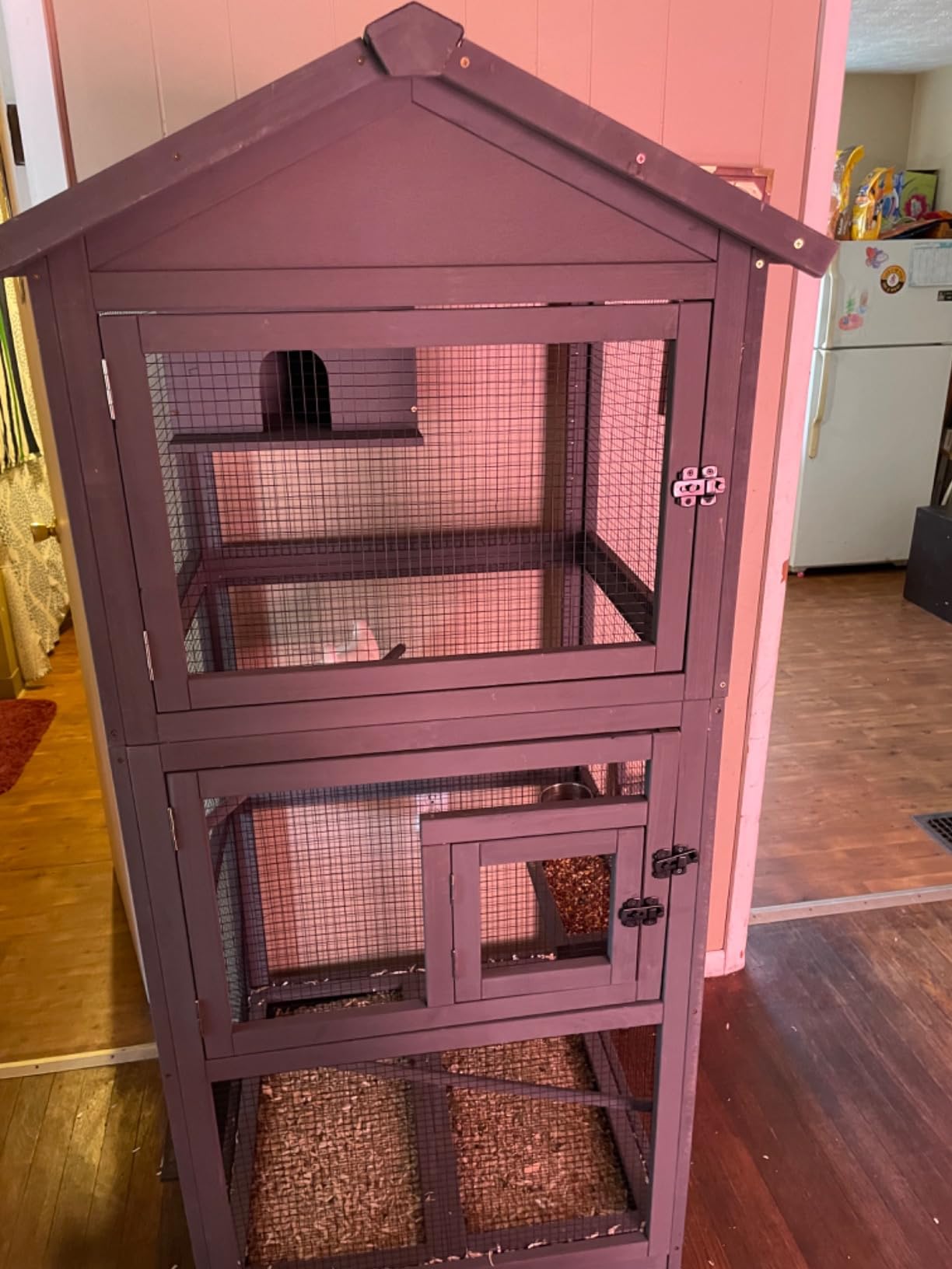 Aivituvin Outdoor Bird Cage Large Wooden Bird Aviary with Perch for Parakeet, Macaw and Any Small Birds, Wire Netting Above The Tray, Prevent Escape customer photo 1