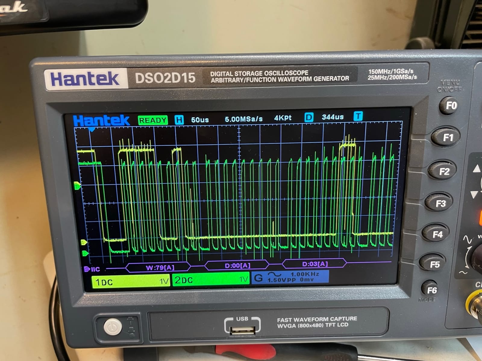 Hantek DSO2D15 Digital Storage Lab Oscilloscopes 150MHz Bandwidth 2CH | 1GSa/s 8M Memory Depth with 1CH Waveform Generator with High Voltage Probe customer photo 1