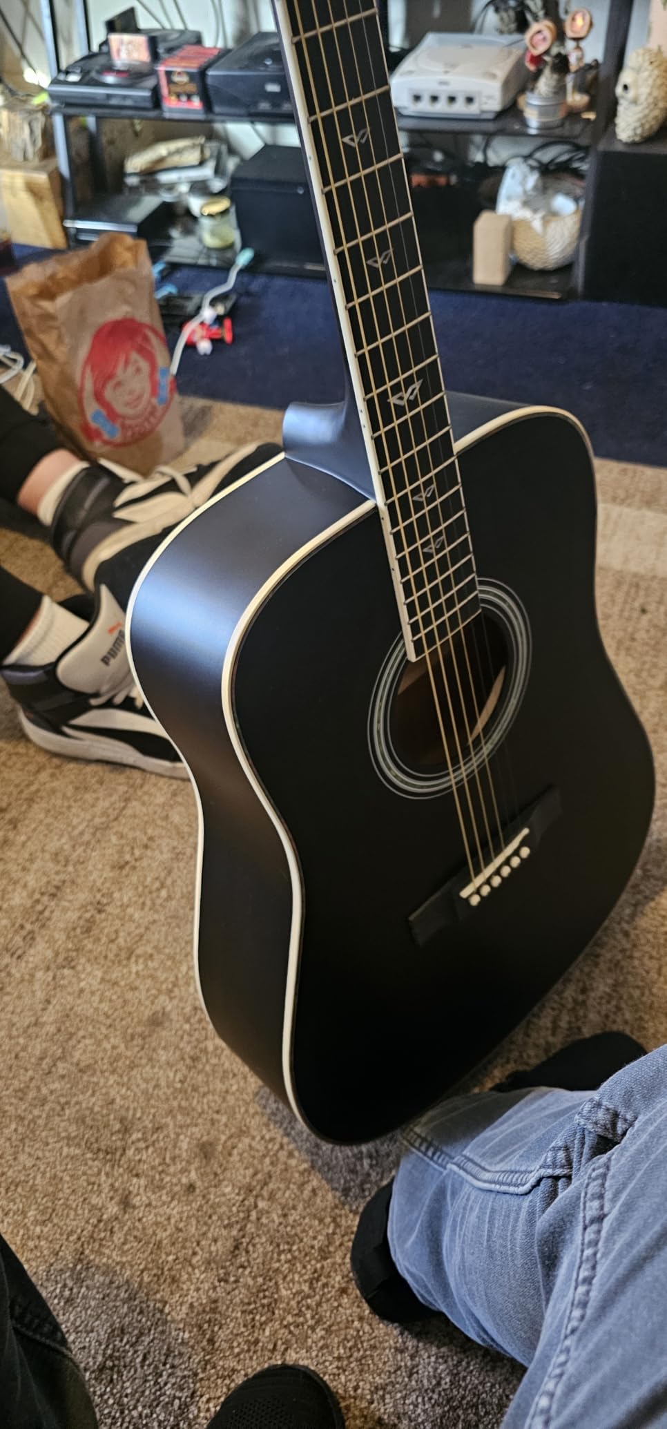 Winzz Acoustic-Electric Guitar 4/4 Full Size for Adults Beginners and Teens, 6 Steel-String Acustica Guitarra Starter Kit, 4-Band Equaliser, 41