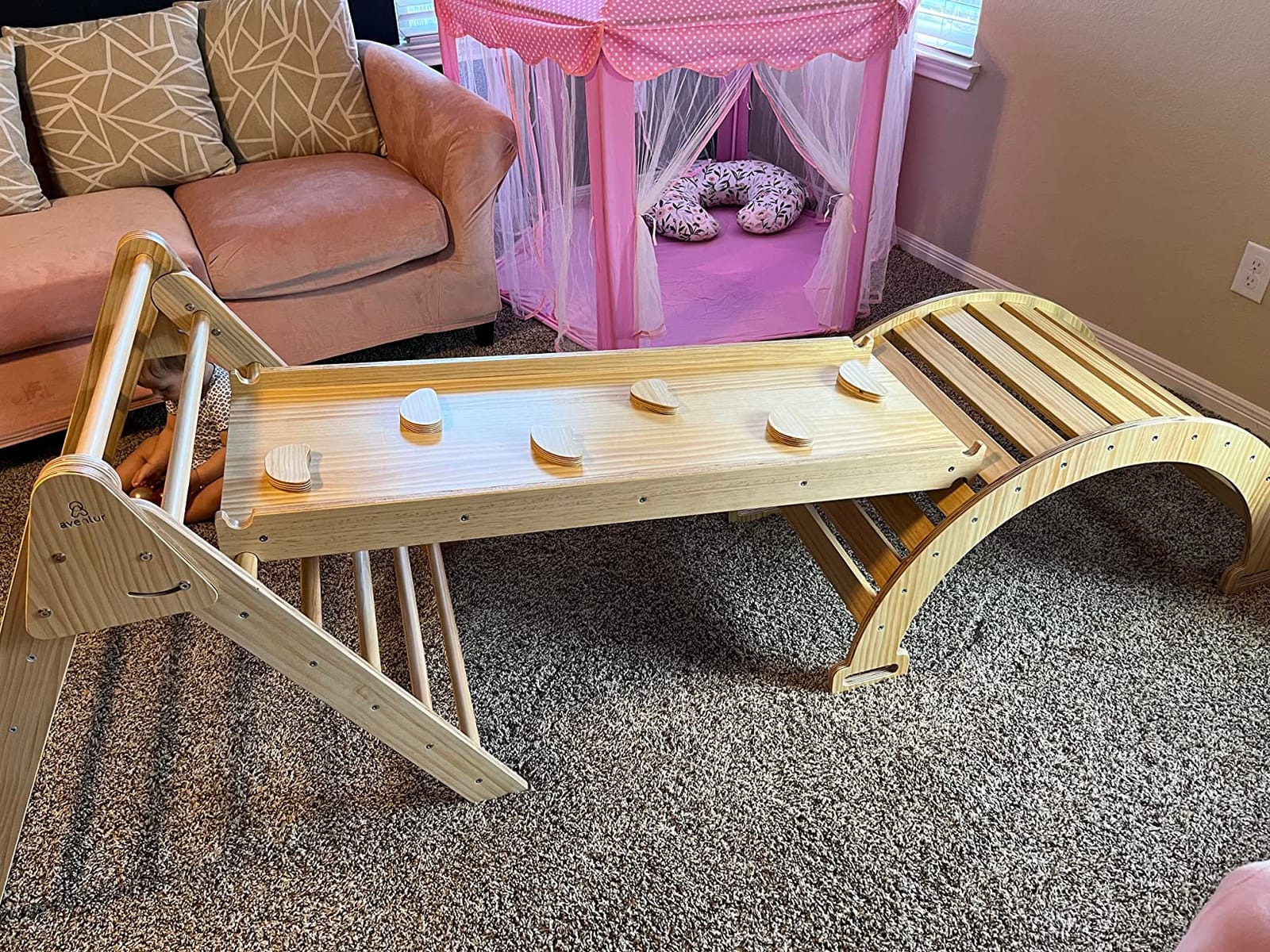 Avenlur 5-in-1 Pikler Triangle Set - Hazel Montessori Indoor Jungle Gym - Climbing Triangle, Waldorf Rocker, Toddler Indoor Climbing Toys, & Slide - Wooden Indoor Playground Playset, Ages 2-7 customer photo 2