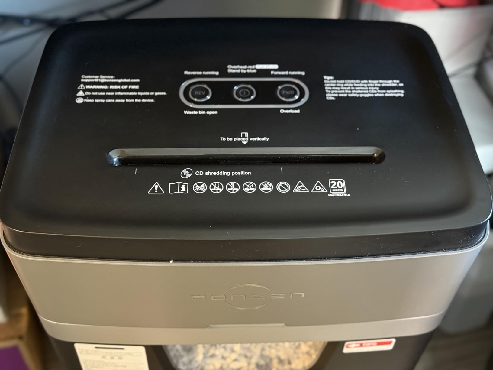 BONSEN 20-Sheet Cross-Cut P-4 High Security Heavy Duty Paper Shredder | 60-Min Nonstop, Jam-Proof, 60dB Ultra-Quiet, 6.6Gal Pullout Bin with Casters, Commercial-Grade Shredder for Home Office S3104 customer photo 2