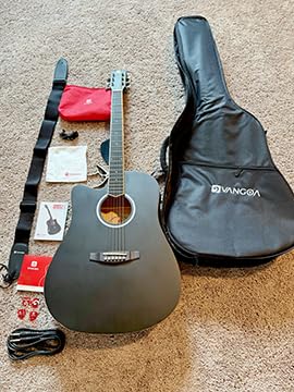 Vangoa Acoustic Electric Guitar Bundle for Beginners Adults Teens Full Size Cutaway Acoustic Guitar with Built-in Pickups, Wooden Bindings, Upgraded Starter Kit, Matte Black customer photo 1