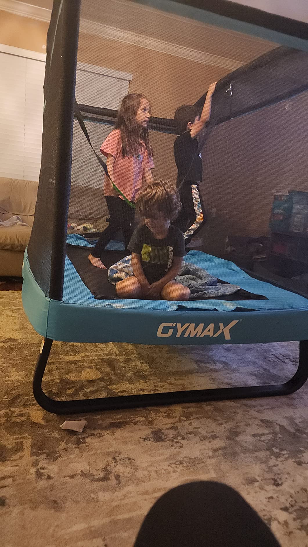 Giantex 6 FT Trampoline for Kids with Swing, Toddler Trampolines with Safety Enclosure Net, ASTM Approved, Rectangle Indoor & Outdoor Mini Kids Trampoline customer photo 2
