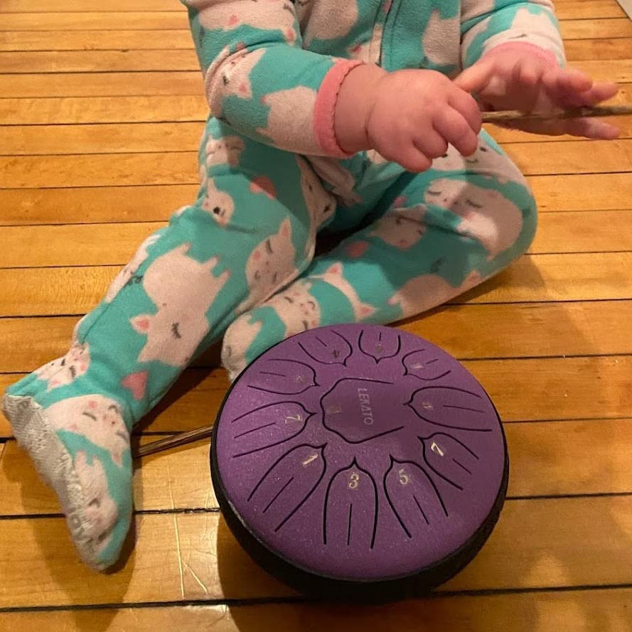 LEKATO Steel Tongue Drum 6 Inch 11 Notes, Rain Drum D Major Handpan Drum for Meditation Yoga Beginner Christmas Gift for Families/Friends,Purple customer photo 2