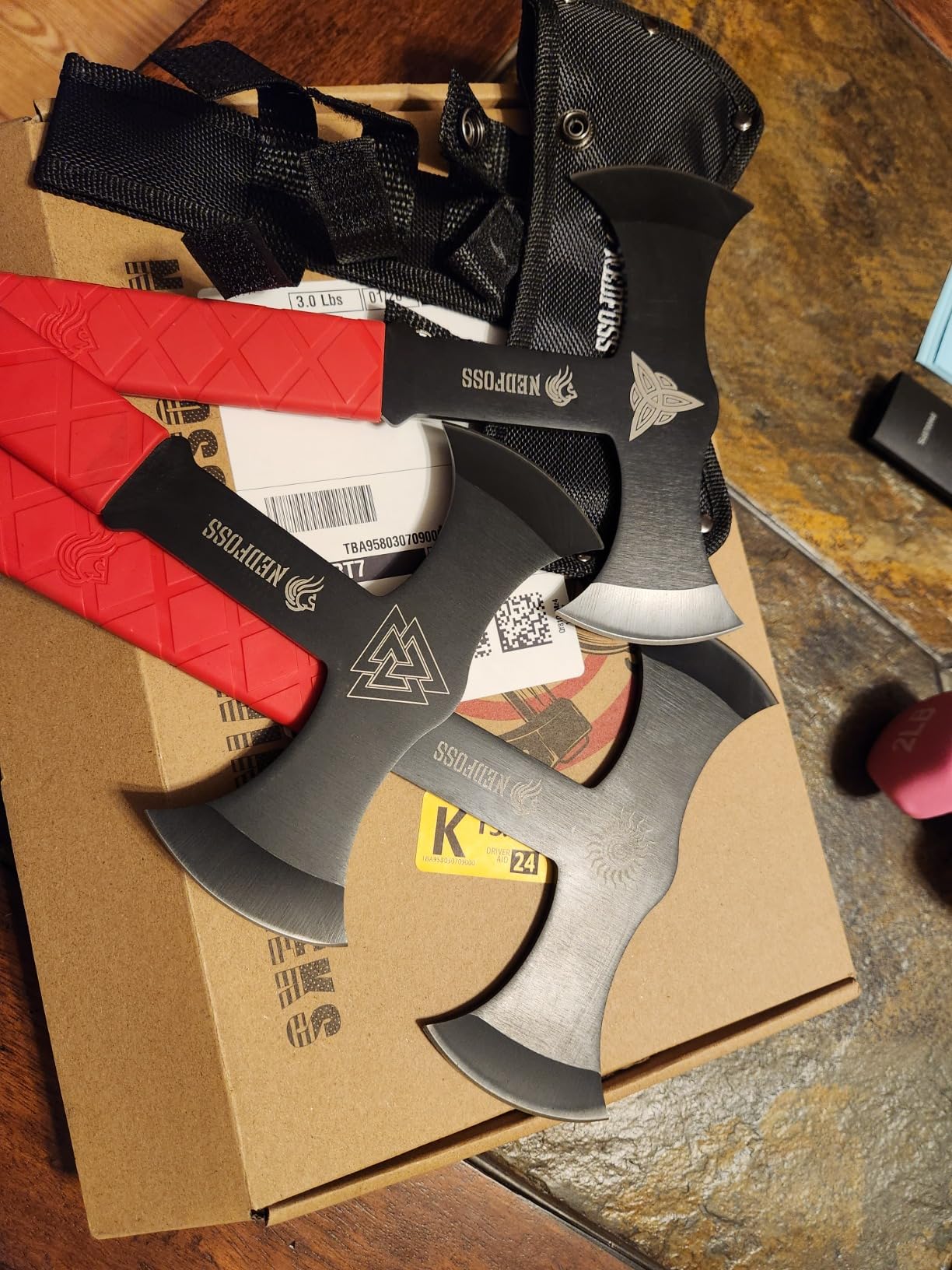 NedFoss Throwing Axes and Tomahawks with Innovative TPR Rubber Handle, 11.9