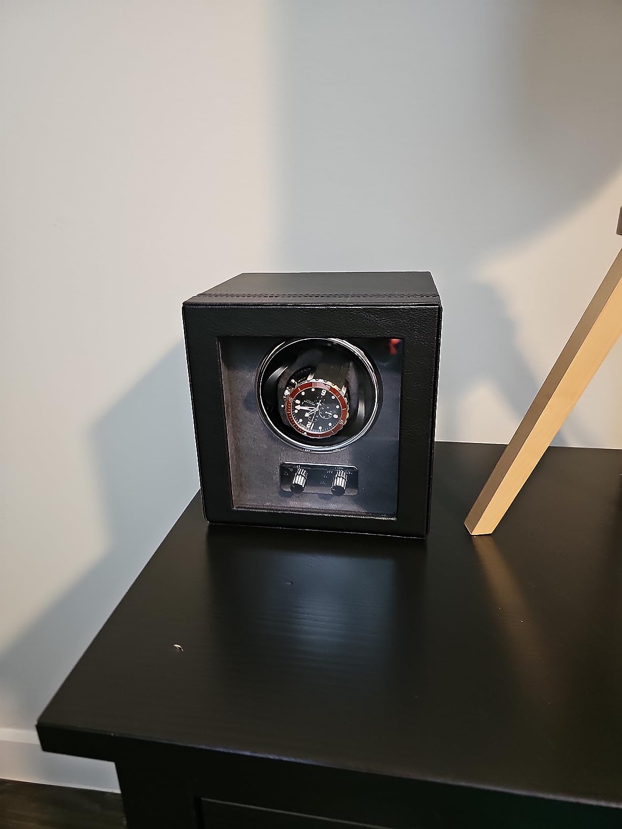 ROTHWELL Single Watch Winder for Automatic Watches with Quiet Motor with Multiple Speeds and Rotation Settings (Tan/Brown) customer photo 2