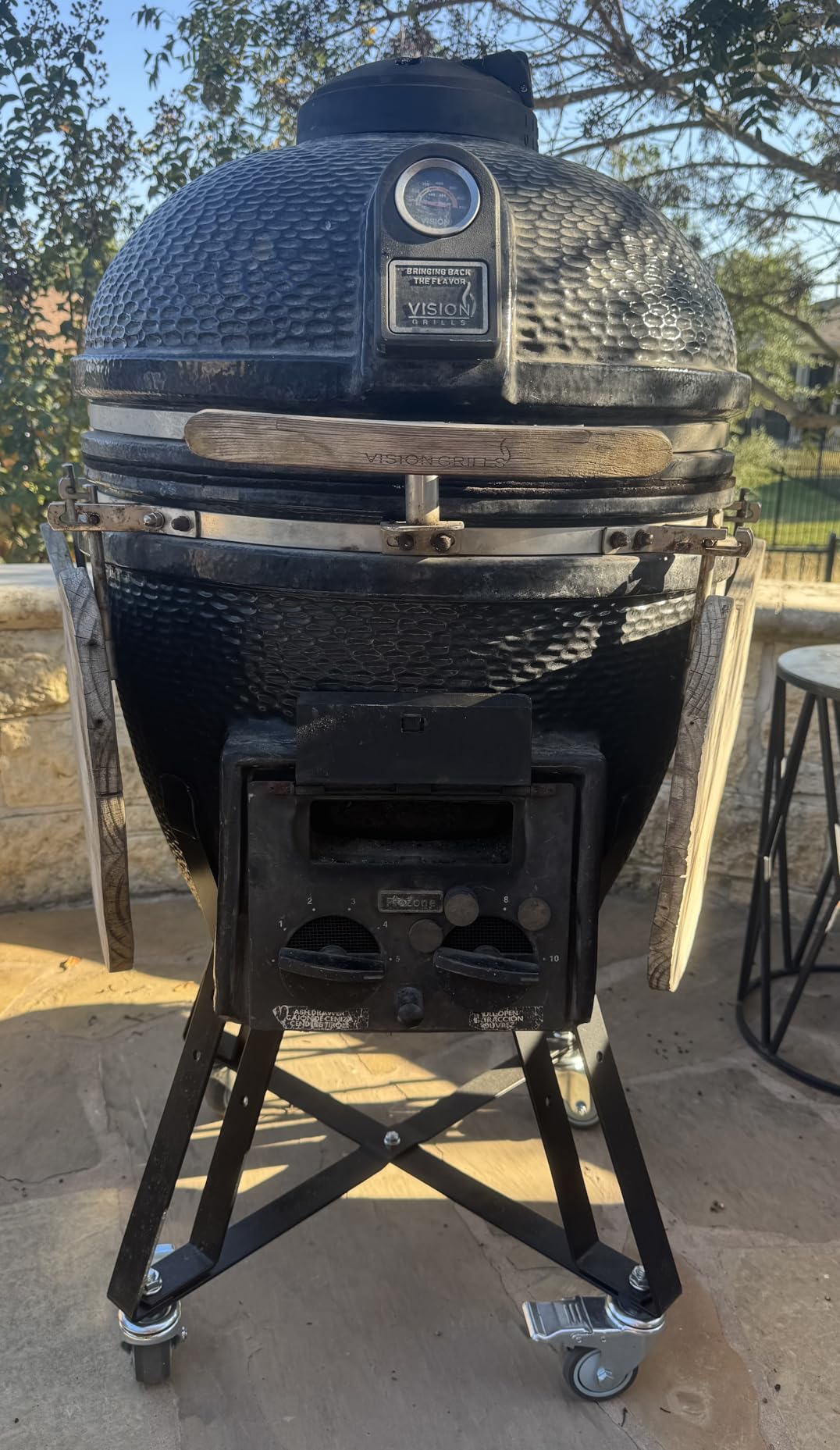 Large Big Green Egg Nest, Grill Stand for Big Green Egg Accessories, Rolling Nest with Heavy Duty Locking Caster Wheels Powder Coated Steel for BGE Smoker Kamado Joe Accessories customer photo 1