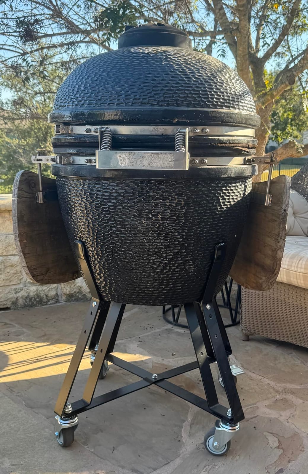 Large Big Green Egg Nest, Grill Stand for Big Green Egg Accessories, Rolling Nest with Heavy Duty Locking Caster Wheels Powder Coated Steel for BGE Smoker Kamado Joe Accessories customer photo 2