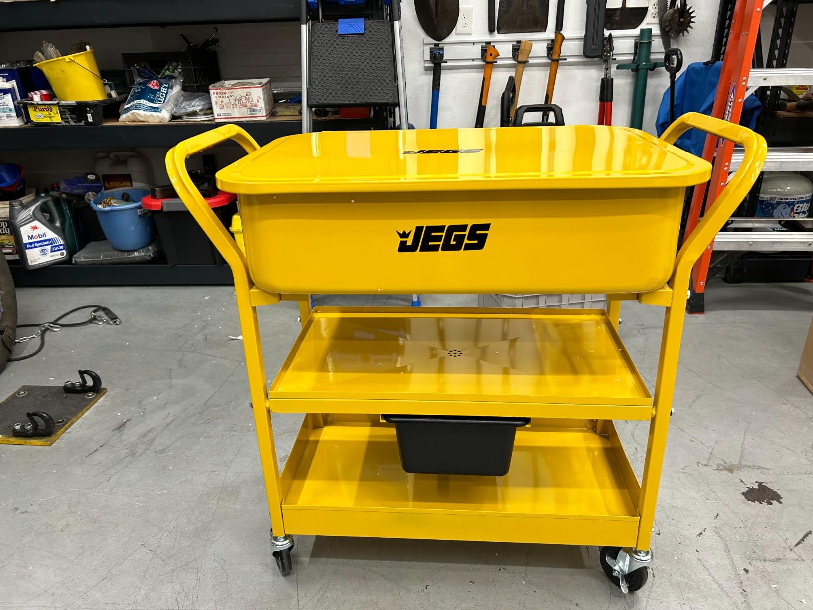 Portable Parts Washer Cart 20-Gallon Tank Solvent Capacity: 12-Gallon, 110/120V, Pump Output: 317 gph, Drying Shelf w/Drain and Removable Pan, Storage Shelf customer photo 1