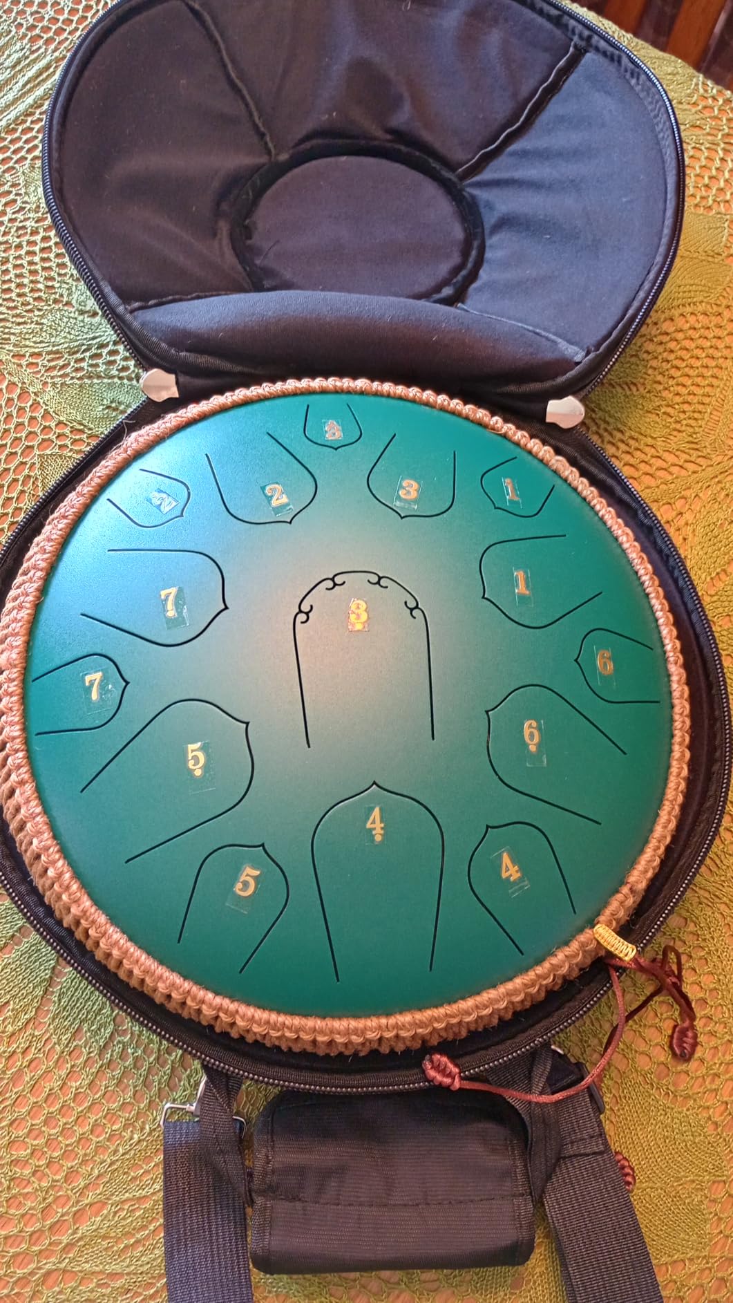 HOPWELL Steel Tongue Drum - 14 Inch 15 Note Tongue Drum - Hand Pan Drum with Music Book, Handpan Drums Mallets and Carry Bag, D Major (Navy Blue) customer photo 2