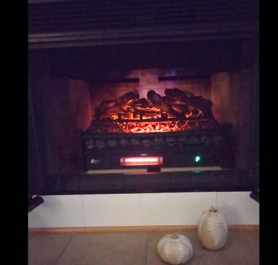 TURBRO Eternal Flame 26-Inch Infrared Quartz Electric Fireplace Log Heater, Realistic Lemonwood Logs, Adjustable Flame Colors, Remote Control, Thermostat, Timer, EF26-LG, 1500W, Black customer photo 1