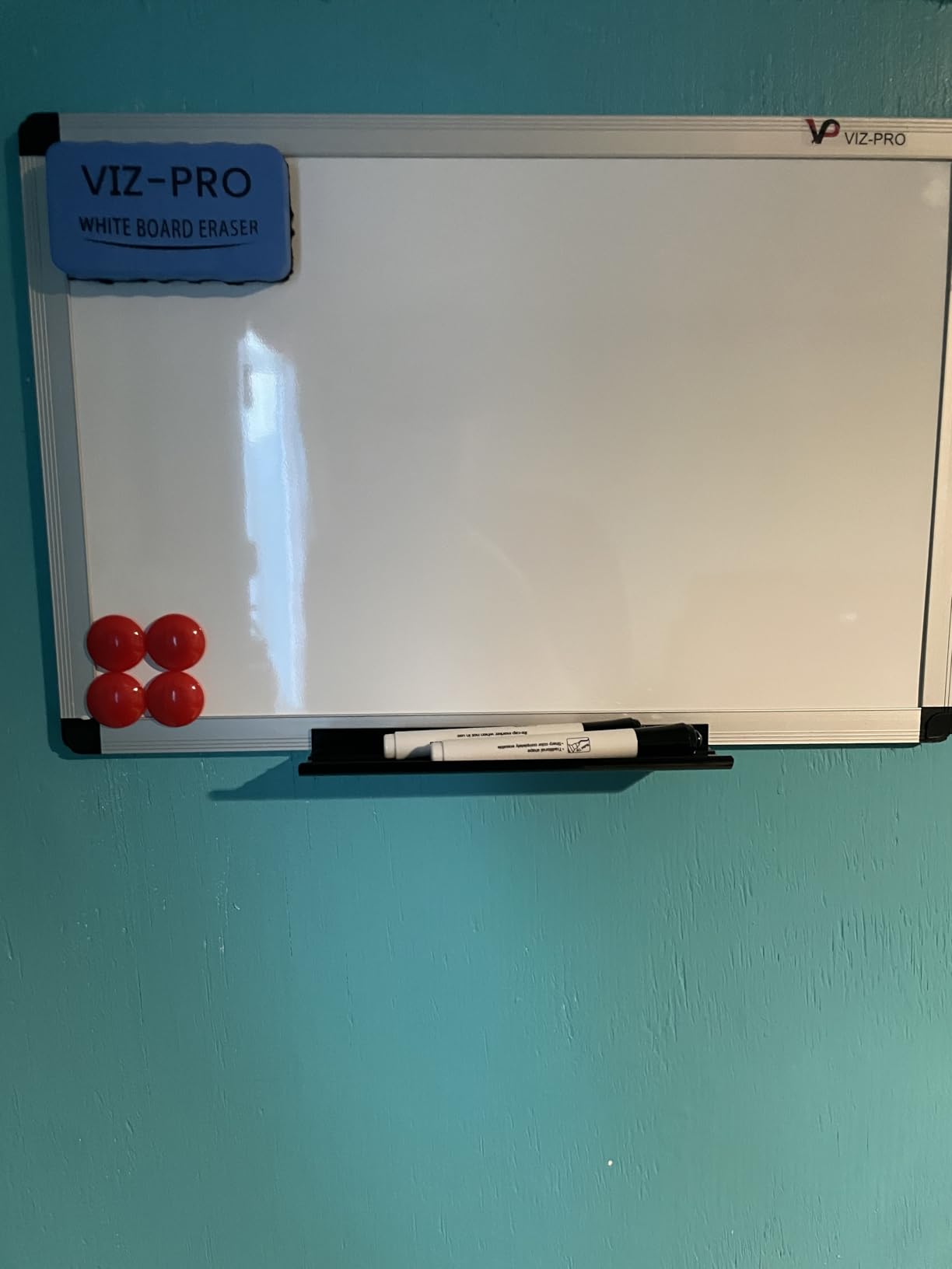 VIZ-PRO Large Magnetic Dry Erase Whiteboard, 96 x 48 Inches, Foldable | Silver Aluminum Frame, 8' x 4' Wall-Mounted White Board with Marker Tray for School Office and Home customer photo 2