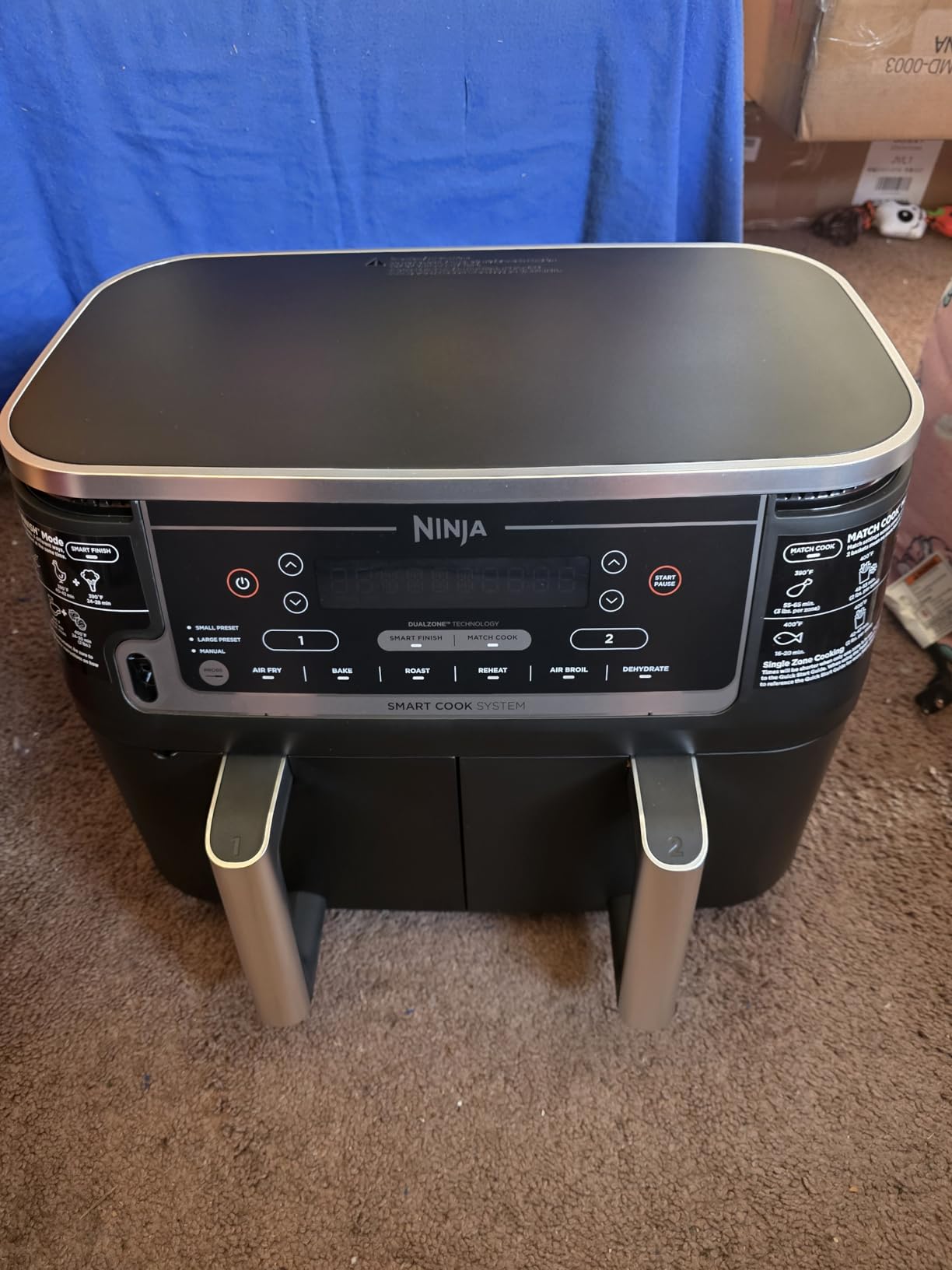 Ninja DZ550 Foodi 10 Quart 6-in-1 DualZone Smart XL Air Fryer with 2 Independent Baskets, Thermometer for Perfect Doneness, Match Cook and Finish to Roast, Dehydrate and More, Black customer photo 2
